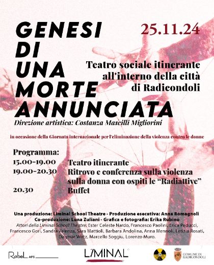 “Genesi di una morte annunciata” - 25 novembre 2024 dalle ore 15.00 alle 19.00