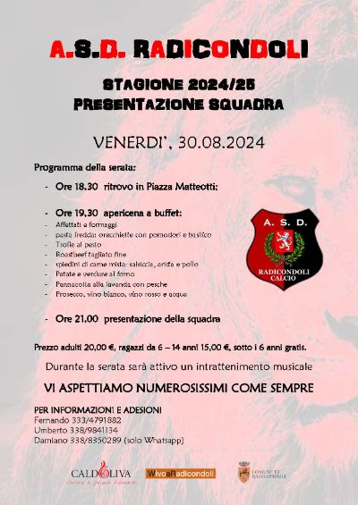 Presentazione squadra A.S.D. Radicondoli - Venerdì 30agosto 2024